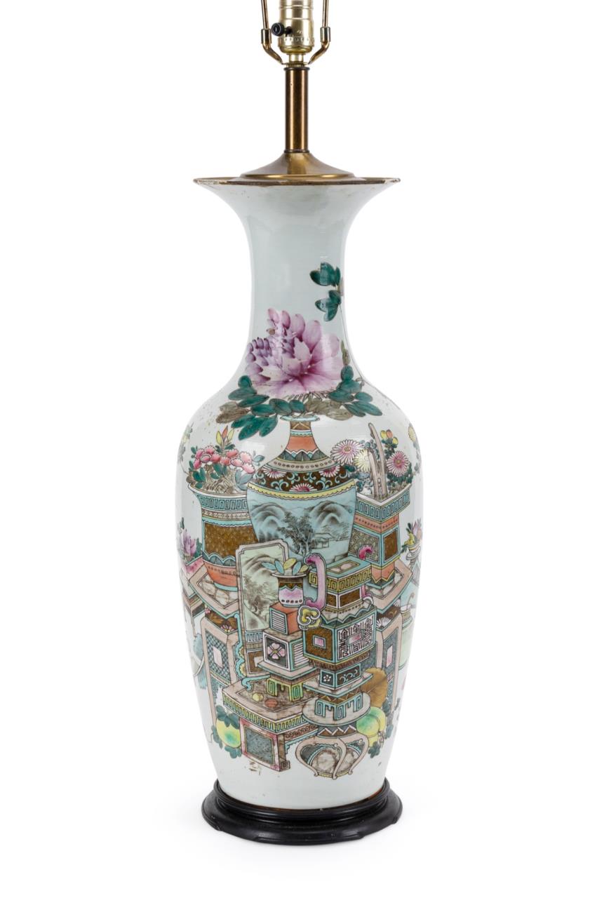 CHINESE FAMILLE ROSE BOGU VASE