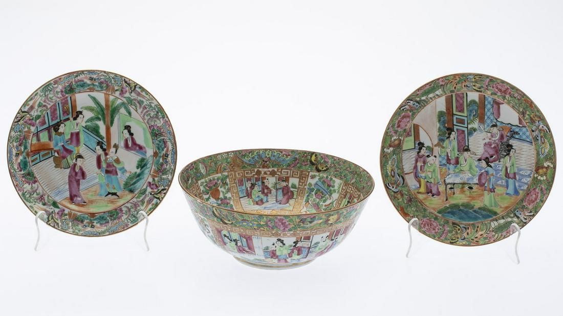 CHINESE FAMILLE ROSE BOWL AND 2