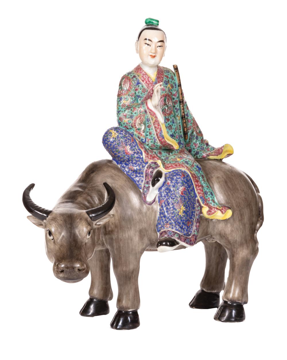 CHINESE FAMILLE ROSE BOY ON BUFFALO