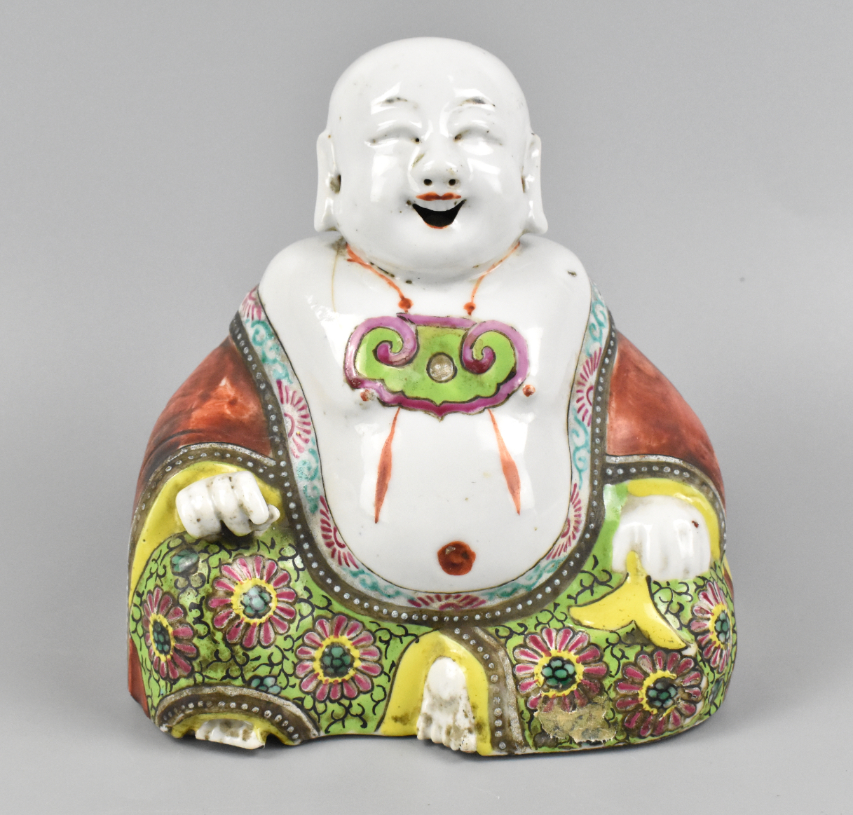 CHINESE FAMILLE ROSE BUDDHA FIGURE,
