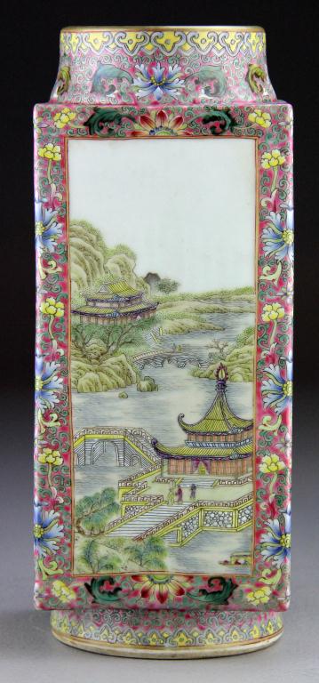 Chinese Famille Rose Cong Shaped