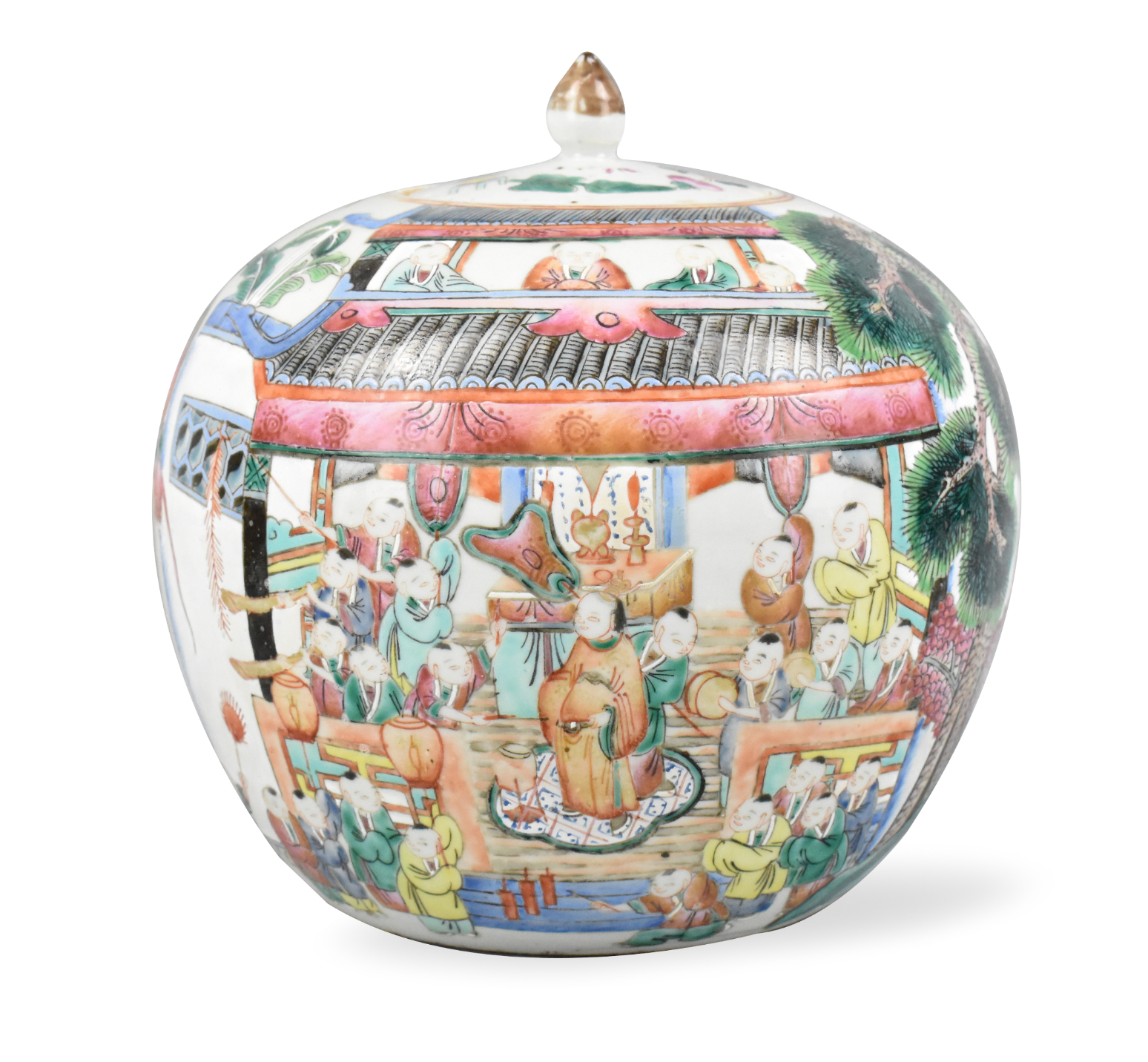 CHINESE FAMILLE ROSE COVERED JAR W/