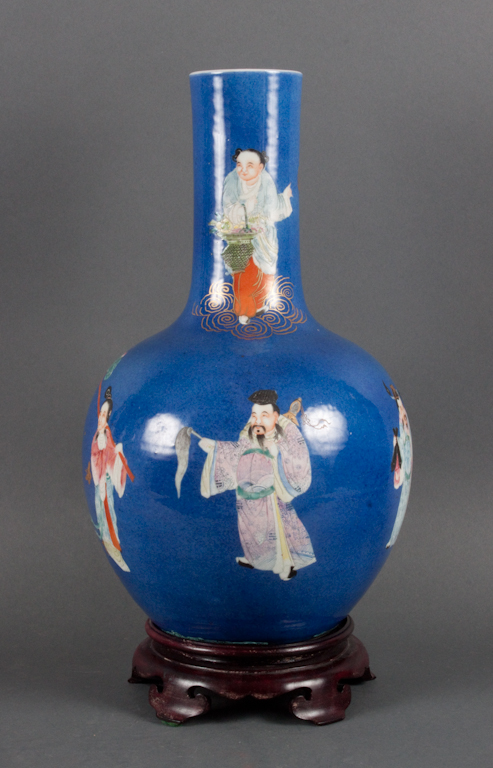 Chinese Famille Rose enamel on blue