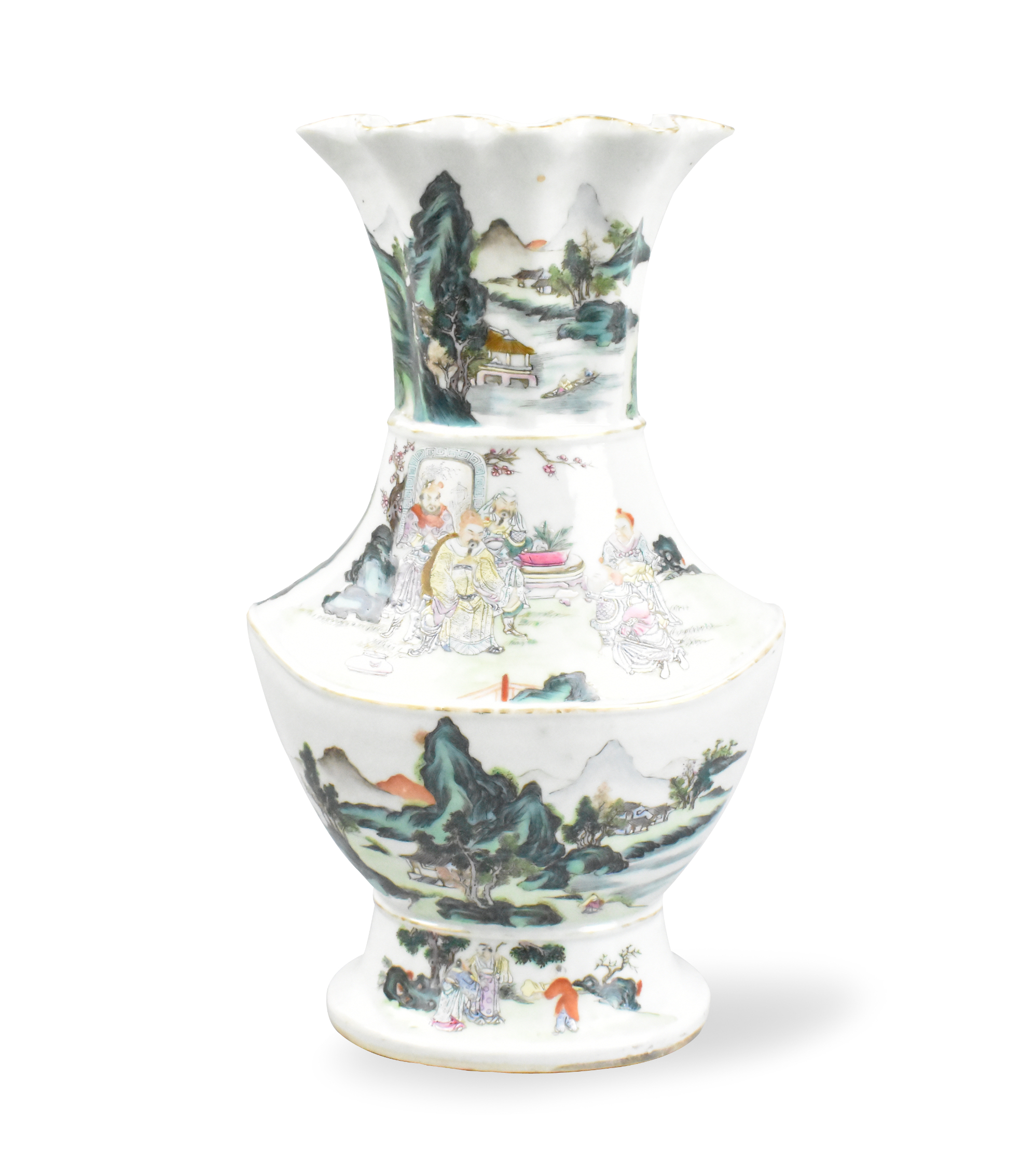 CHINESE FAMILLE ROSE FLARED VASE W/