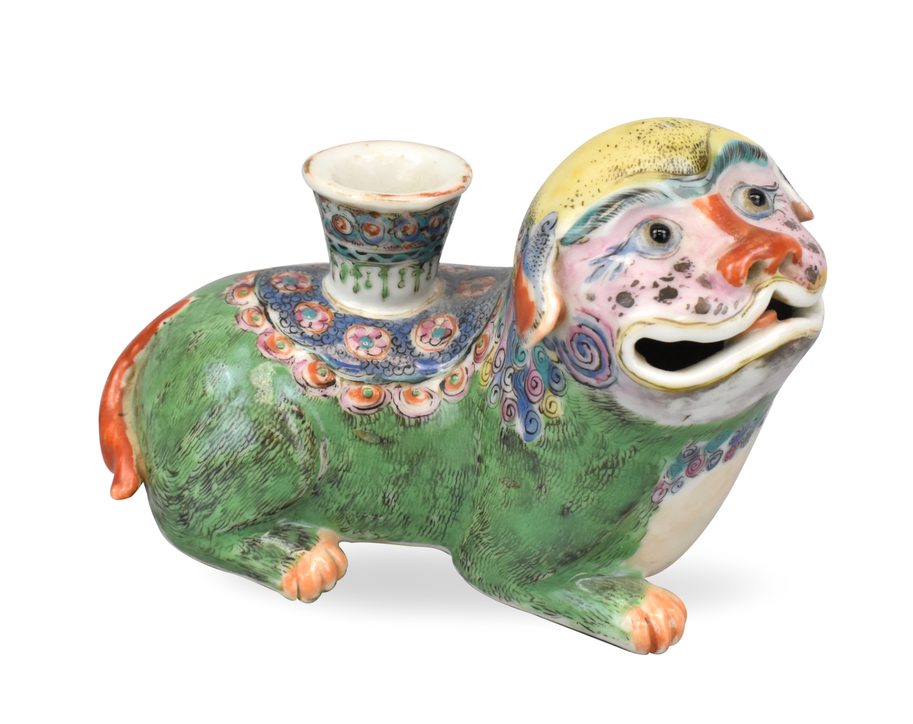 CHINESE FAMILLE ROSE FOO CANDLE