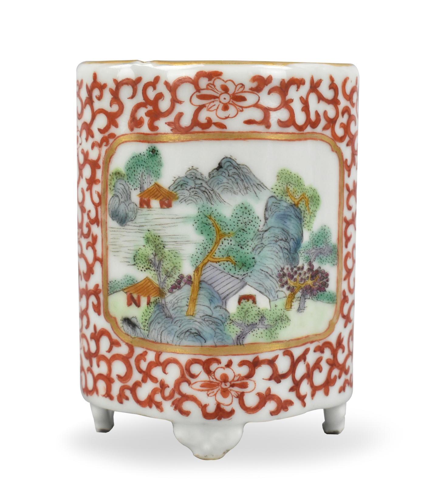 CHINESE FAMILLE ROSE FOOTED BRUSH