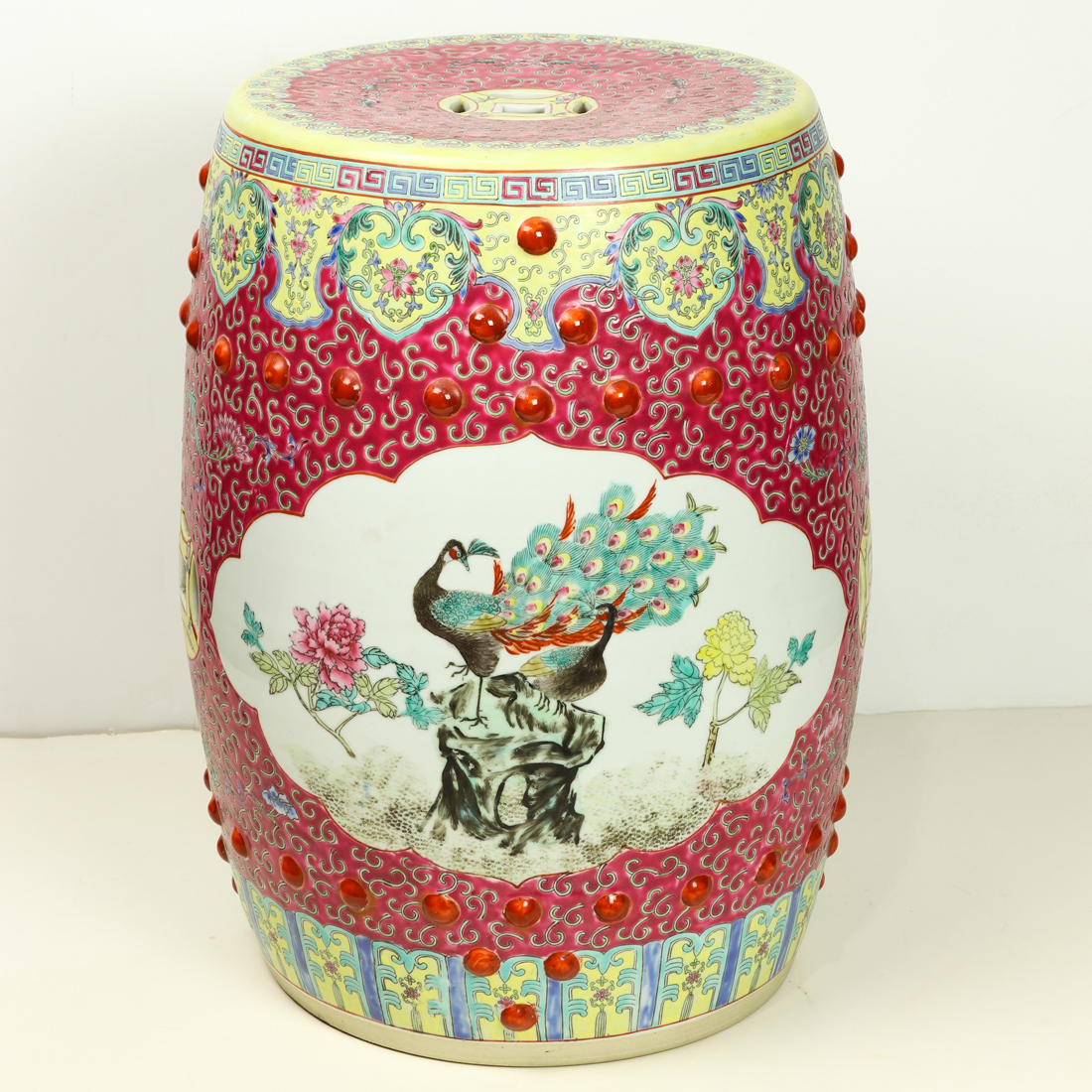 CHINESE FAMILLE ROSE GARDEN SEAT