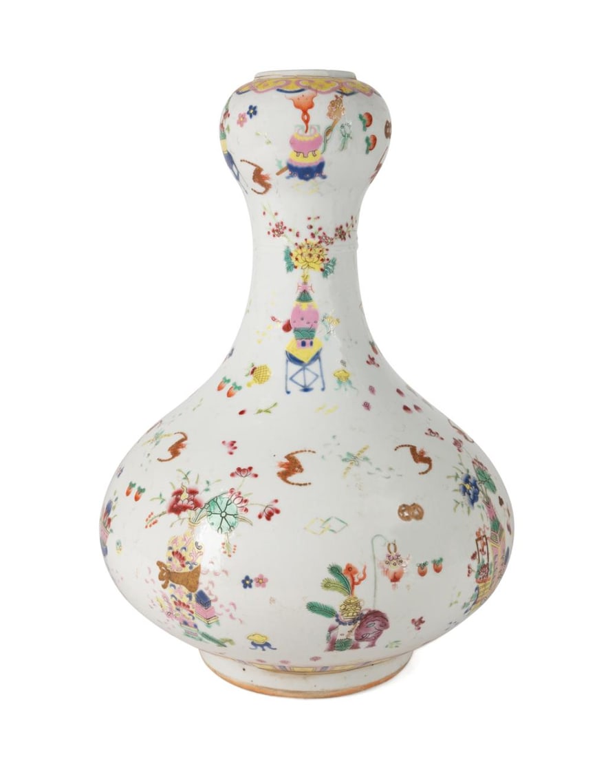 CHINESE FAMILLE ROSE GARLIC HEAD