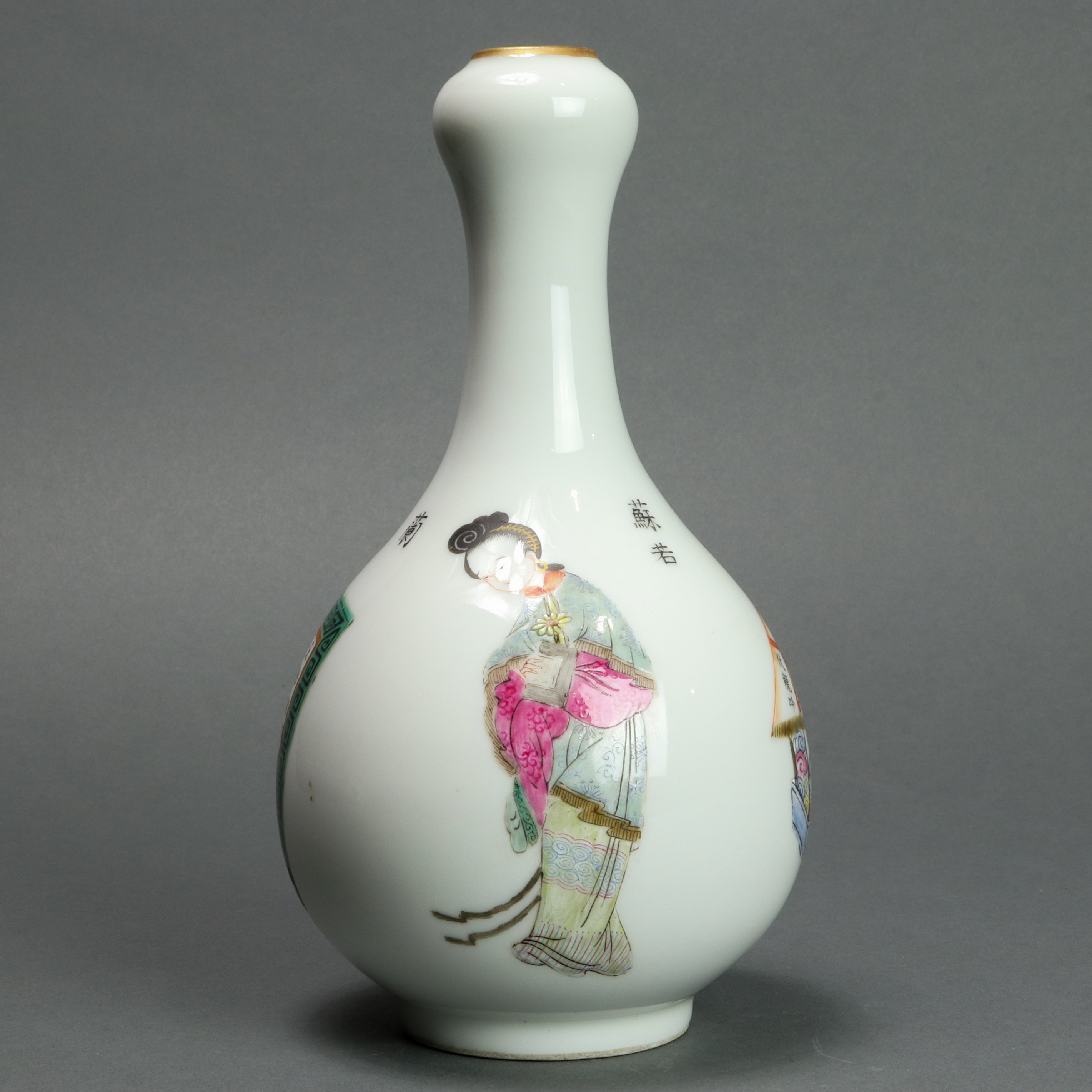 CHINESE FAMILLE ROSE GARLIC MOUTH