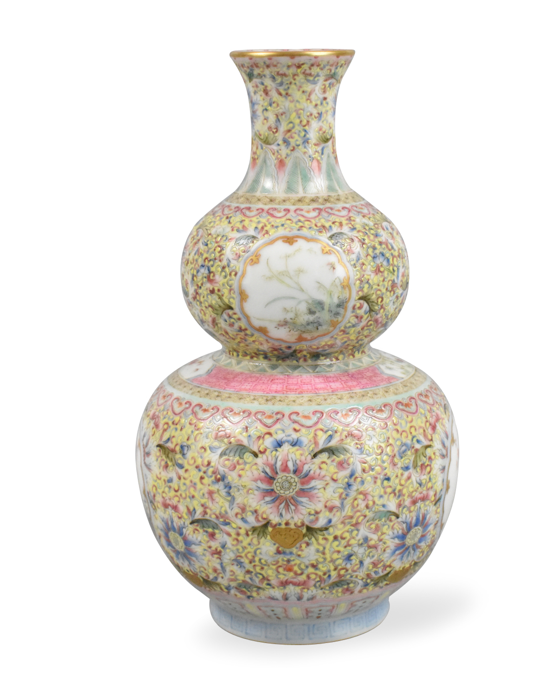 CHINESE FAMILLE ROSE GOURD VASE