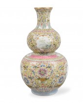 CHINESE FAMILLE ROSE GOURD VAS