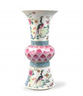 CHINESE FAMILLE ROSE GU VASE W