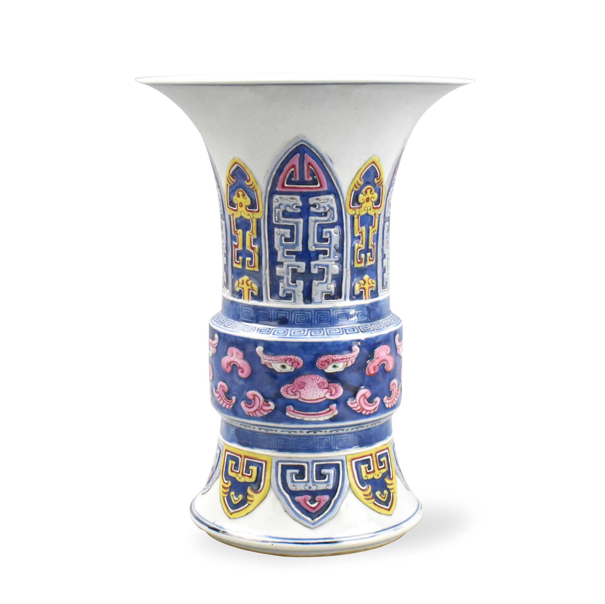 CHINESE FAMILLE ROSE GU VASE W/