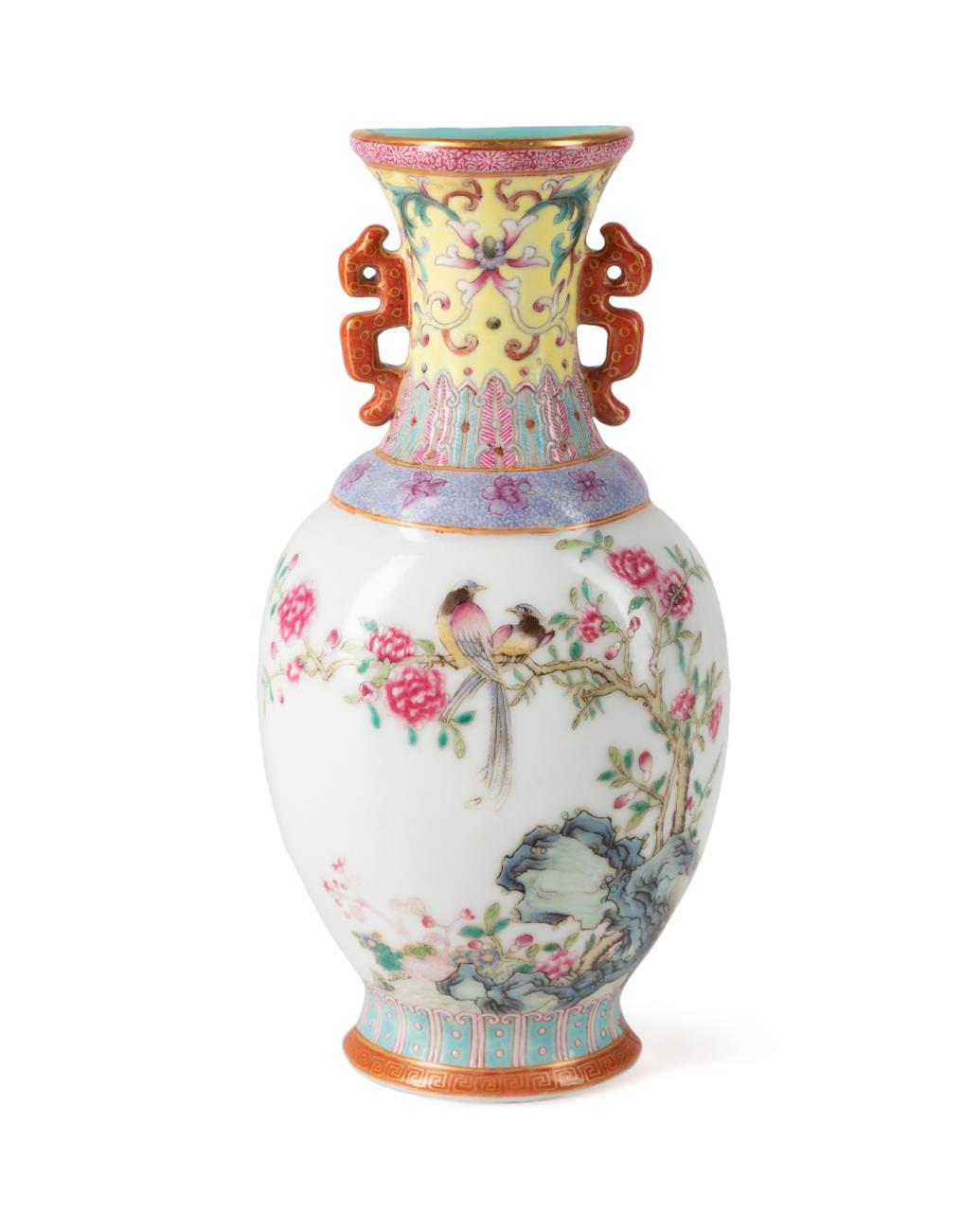 CHINESE FAMILLE ROSE HALF WALL VASE