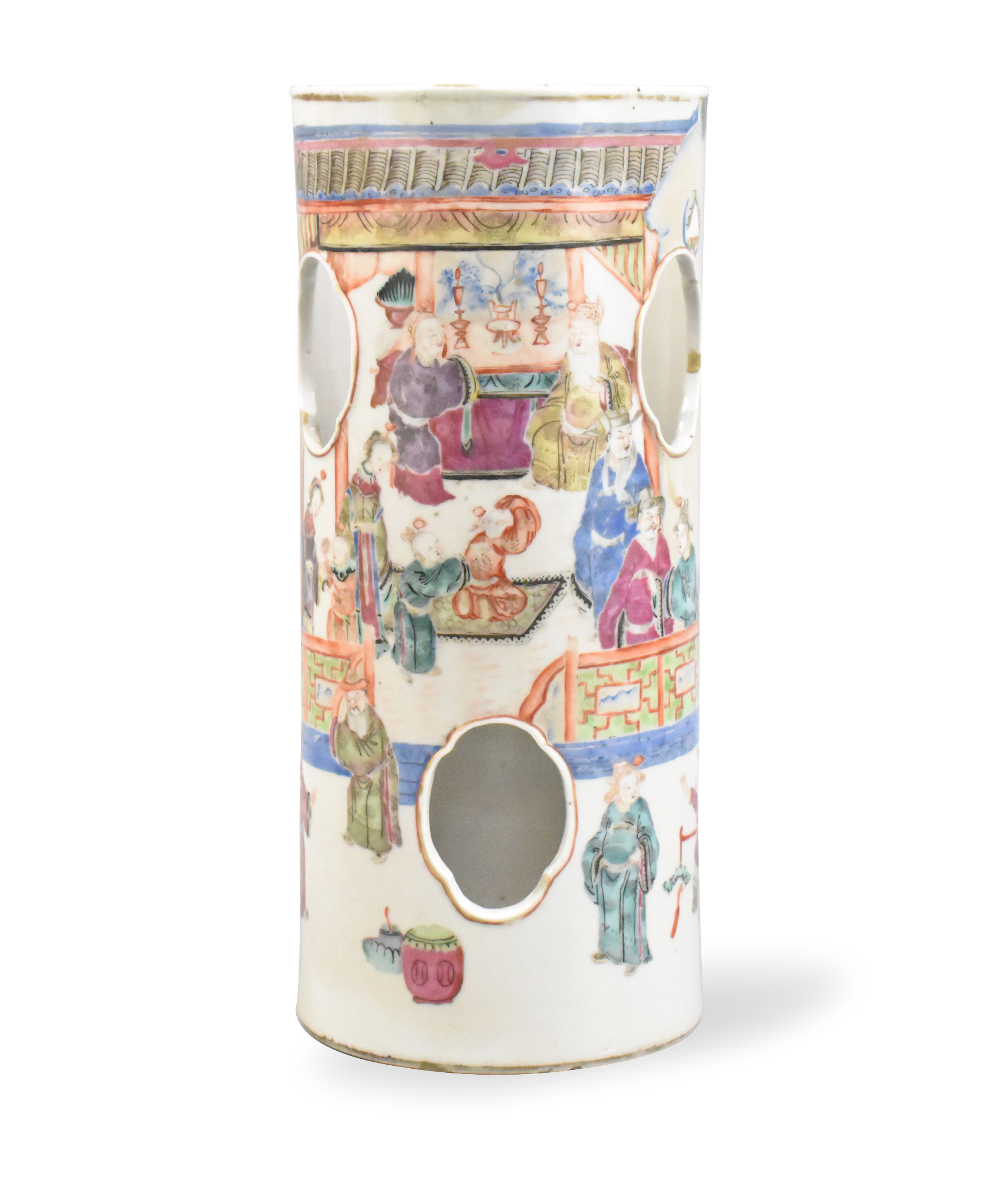 CHINESE FAMILLE ROSE HAT STAND W/