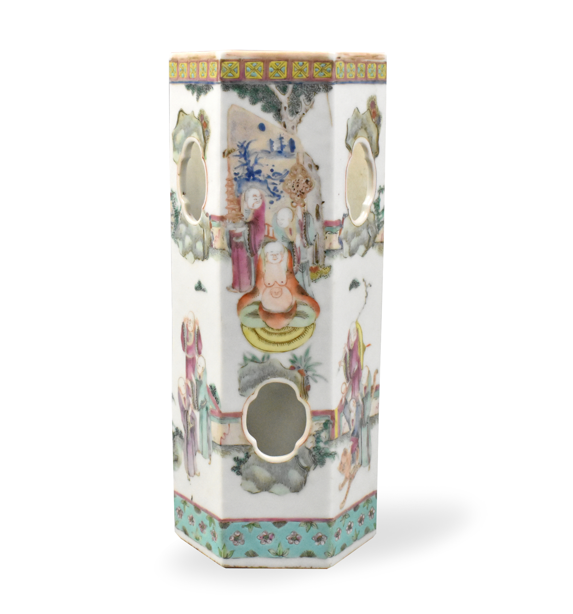 CHINESE FAMILLE ROSE HEXAGONAL