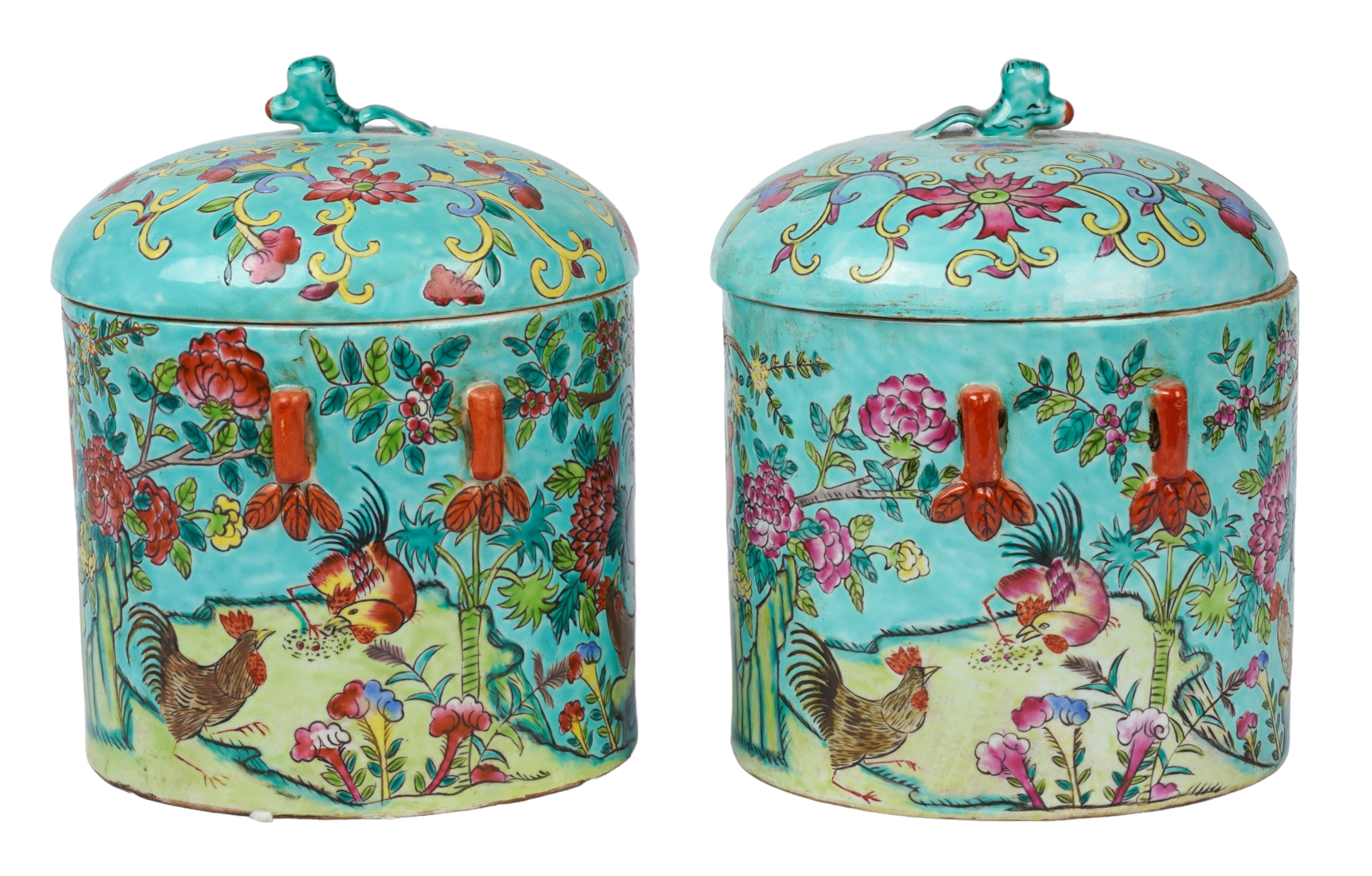 Chinese famille rose jar pair, blue