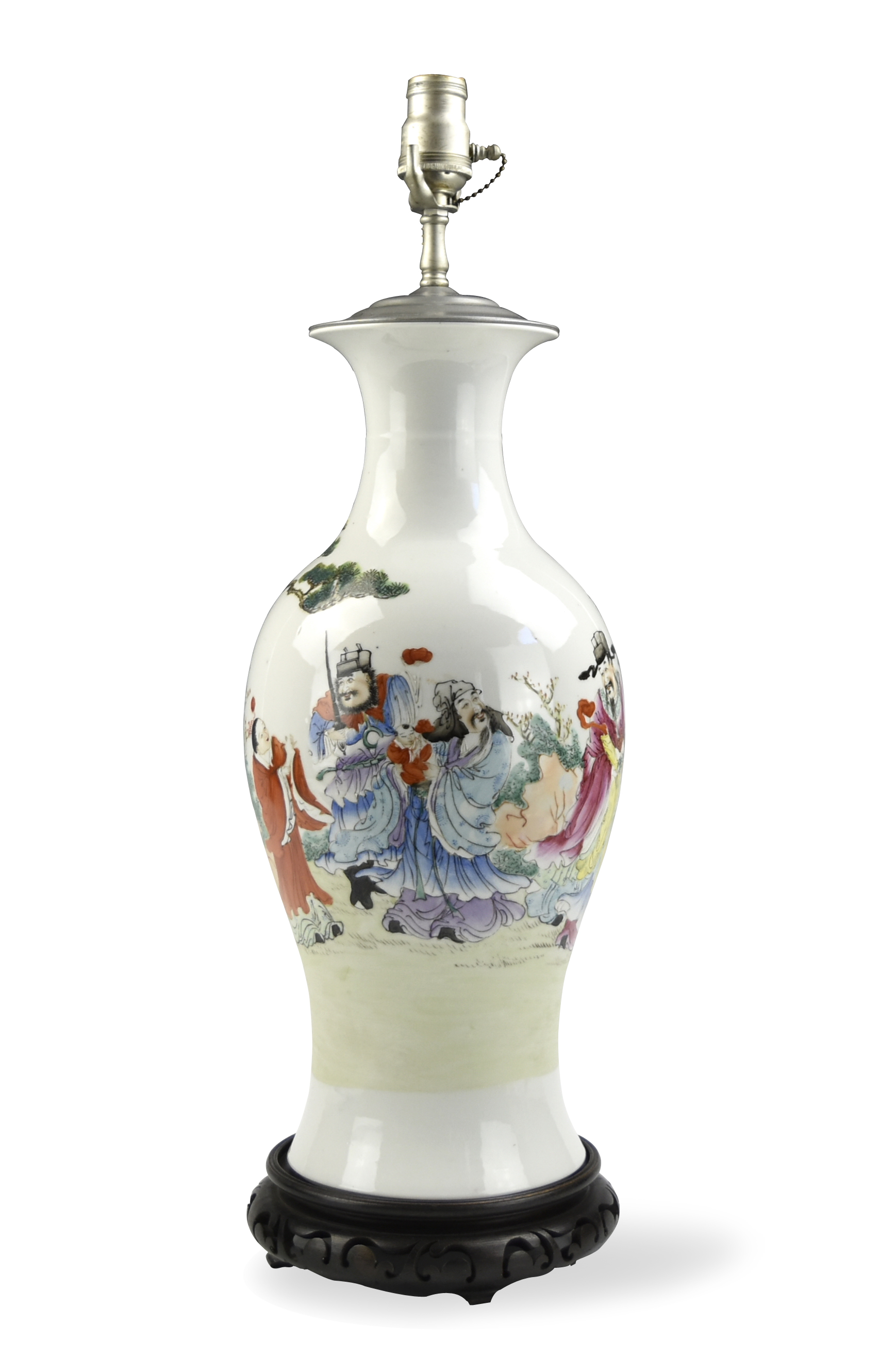 CHINESE FAMILLE ROSE LAMP VASE W/