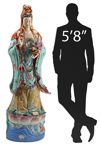 CHINESE FAMILLE ROSE LARGE FIGURE