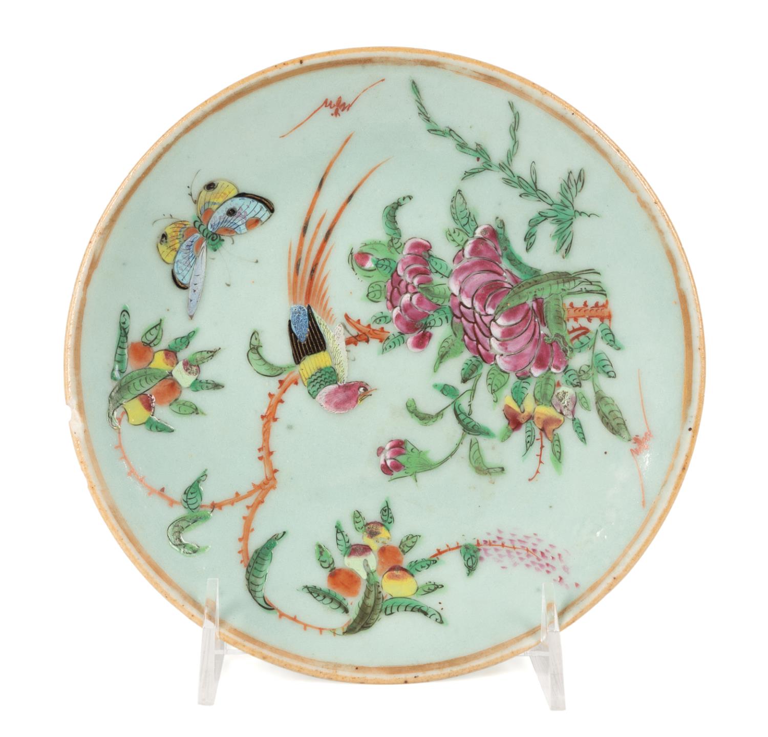 CHINESE FAMILLE ROSE ON CELADON