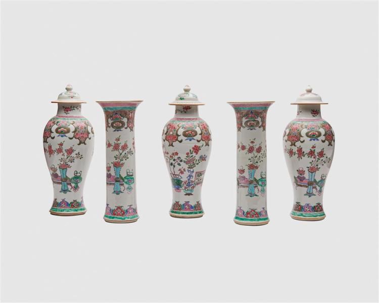 CHINESE FAMILLE ROSE PORCELAIN FIVE
