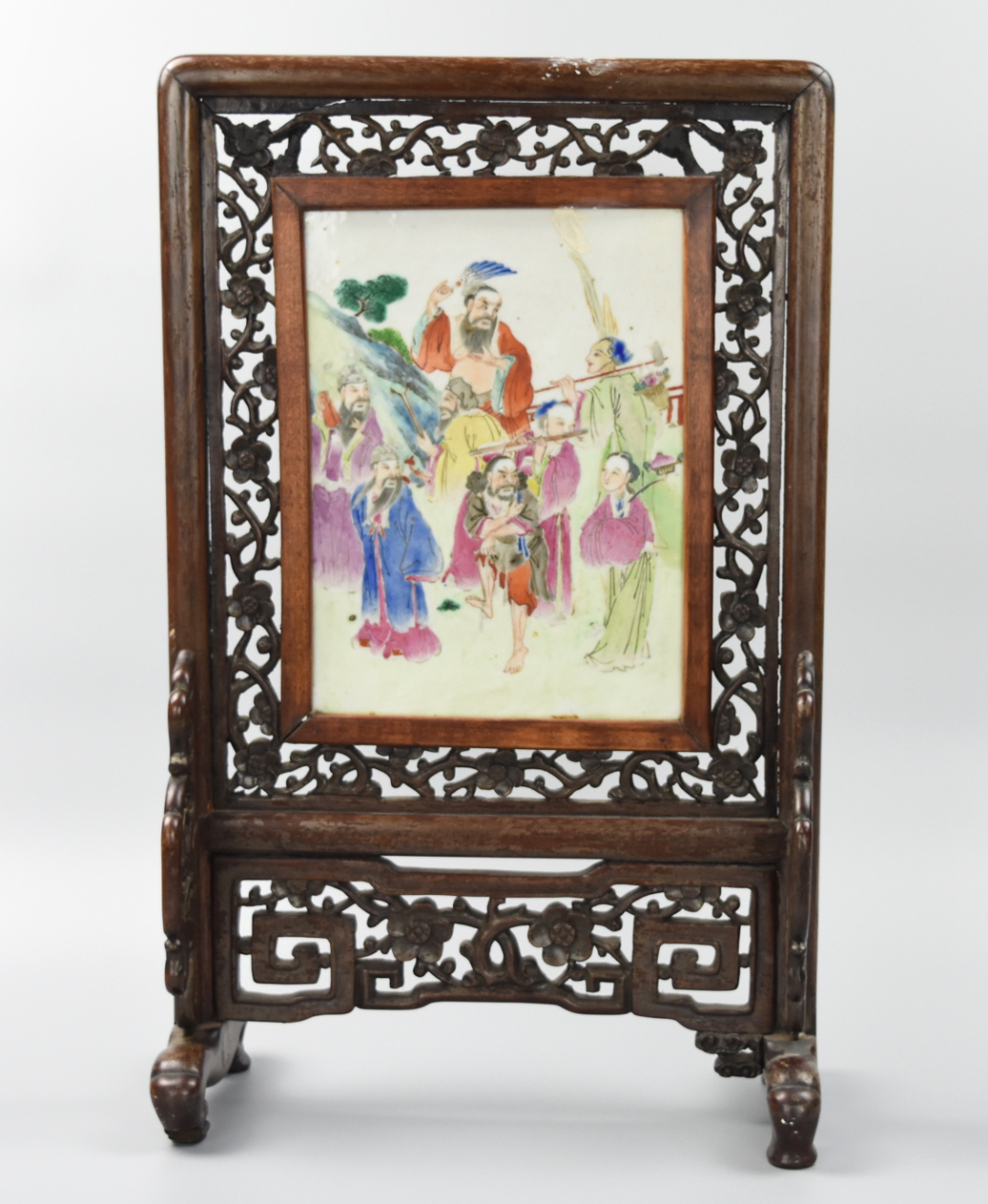 CHINESE FAMILLE ROSE SCREEN W/ 8