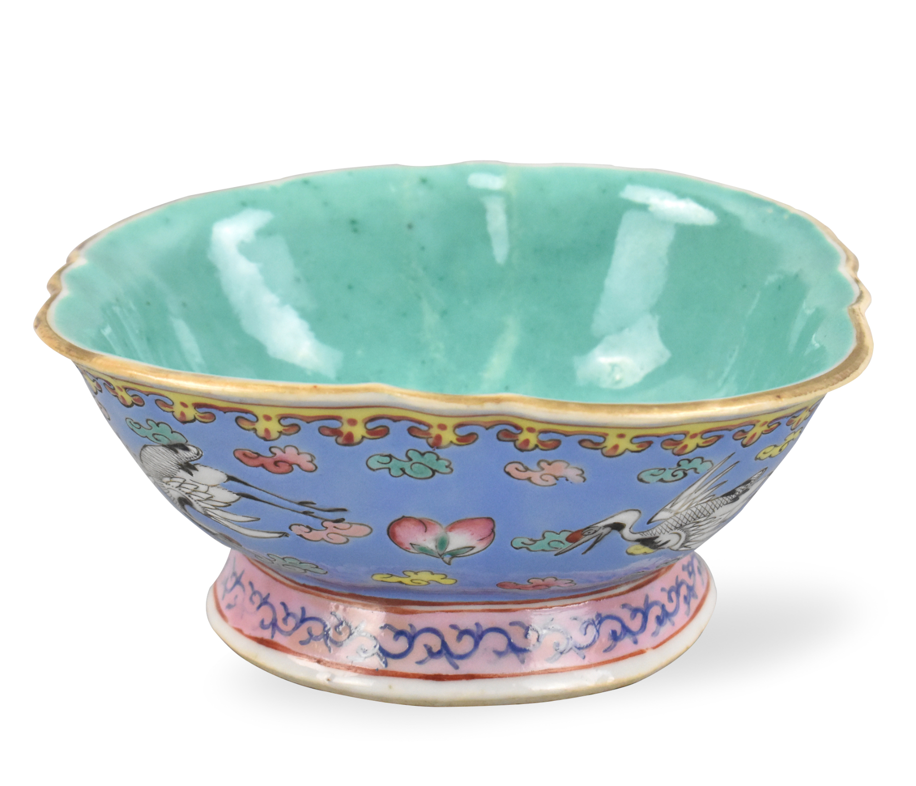 CHINESE FAMILLE ROSE STEM BOWL W/