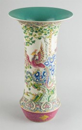 CHINESE FAMILLE ROSE TALL VASE