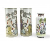 CHINESE FAMILLE ROSE VASE & TW