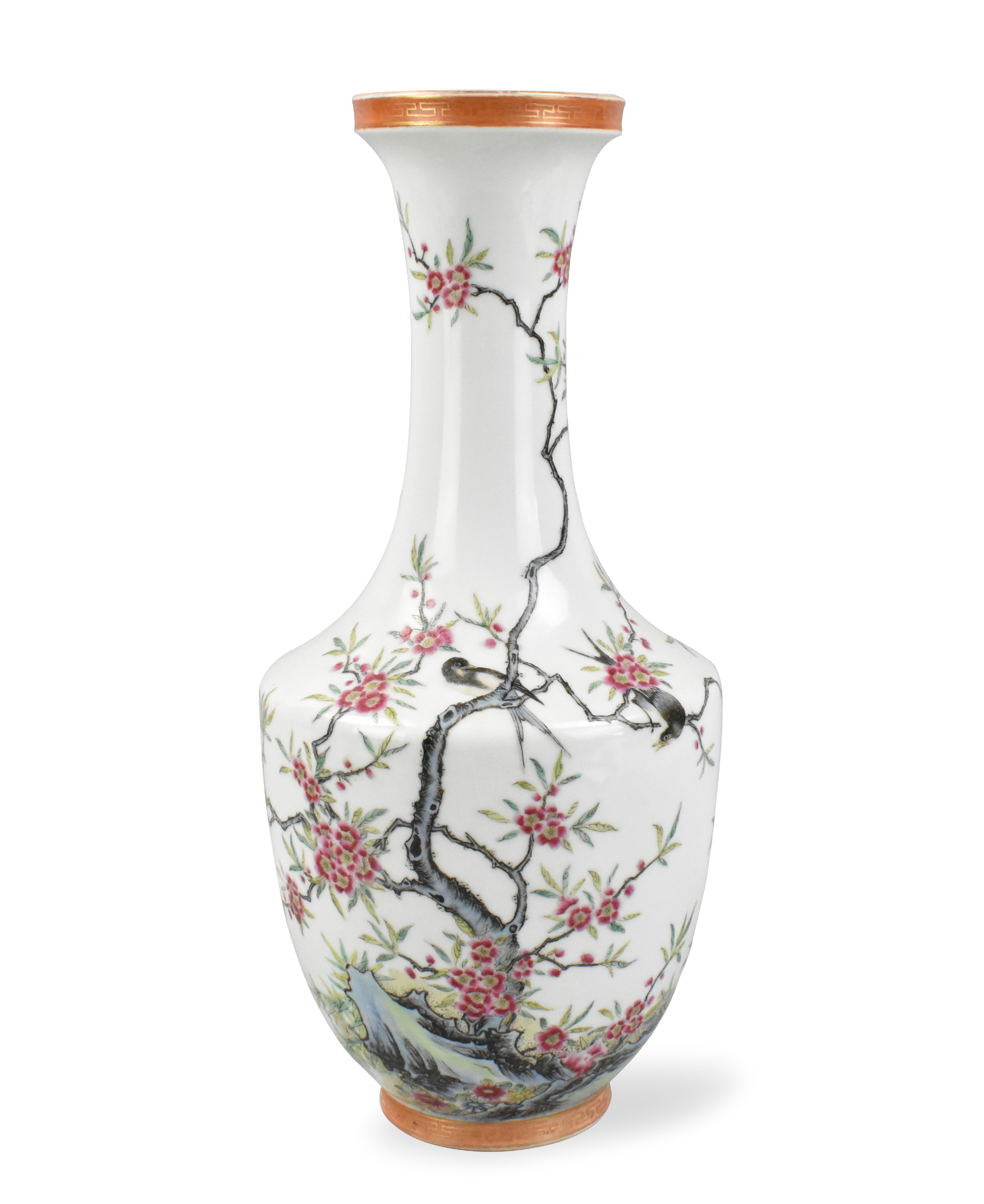 CHINESE FAMILLE ROSE VASE W/ PLUM