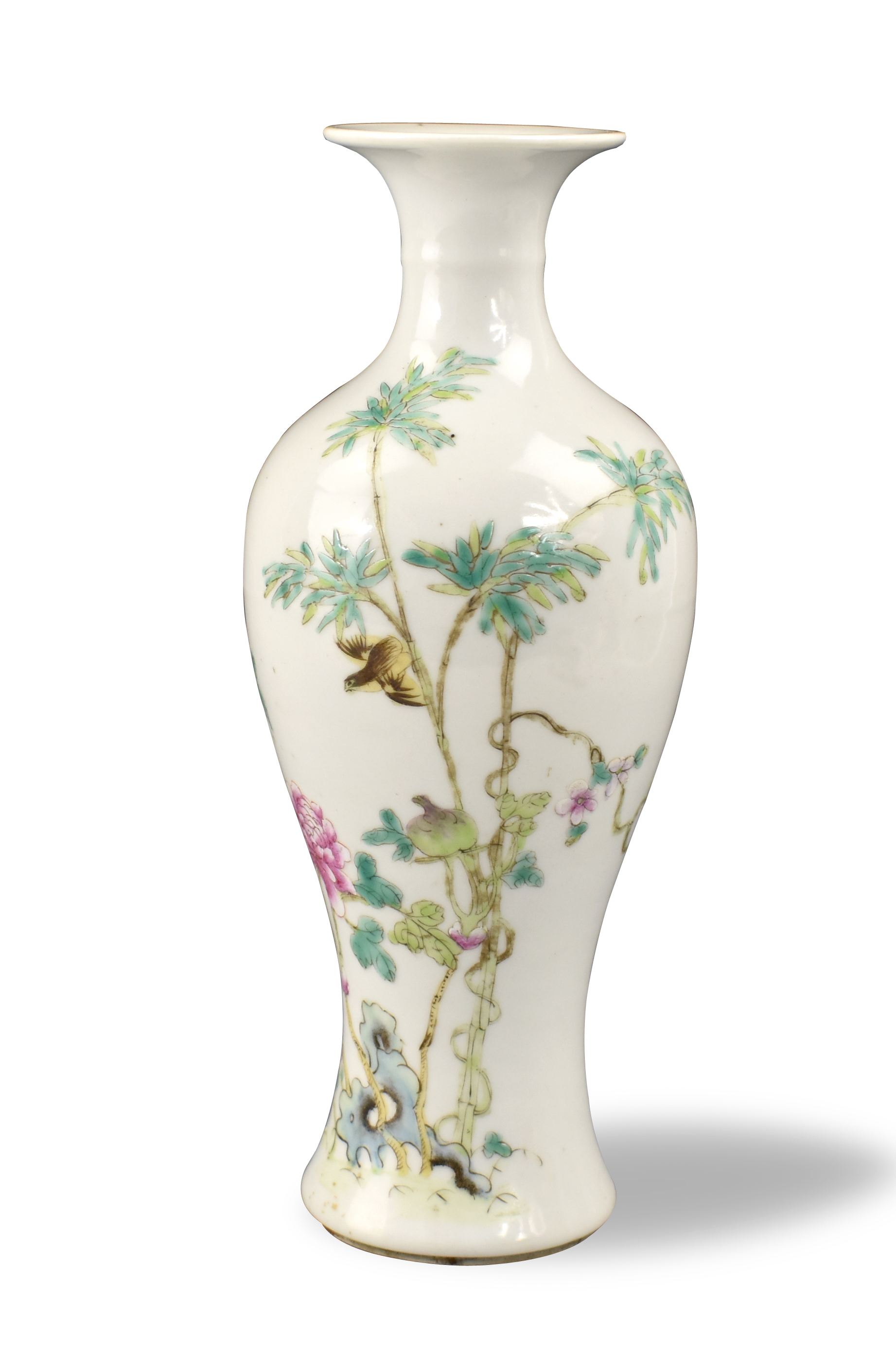 CHINESE FAMILLE ROSE VASE W/ BIRD &
