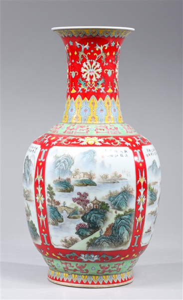 Chinese famille rouge vase with