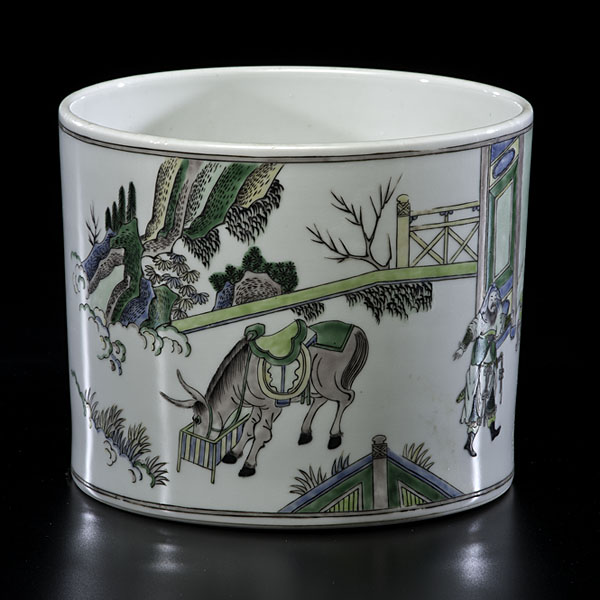 Chinese Famille Verte Brush Pot