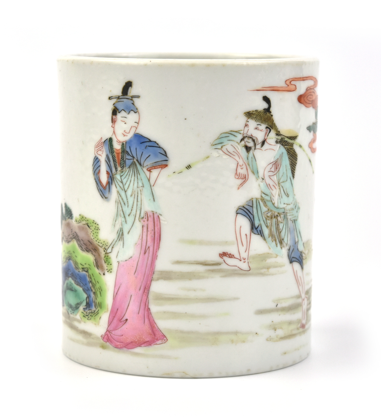CHINESE FAMILLE VERTE BRUSHPOT W/