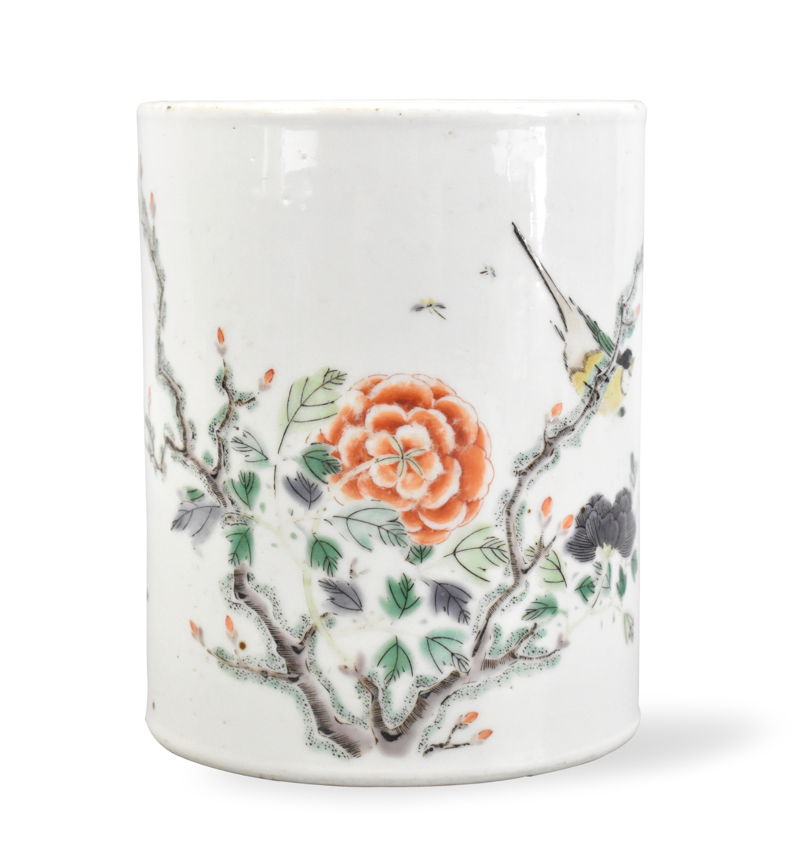 CHINESE FAMILLE VERTE BRUSHPOT W/