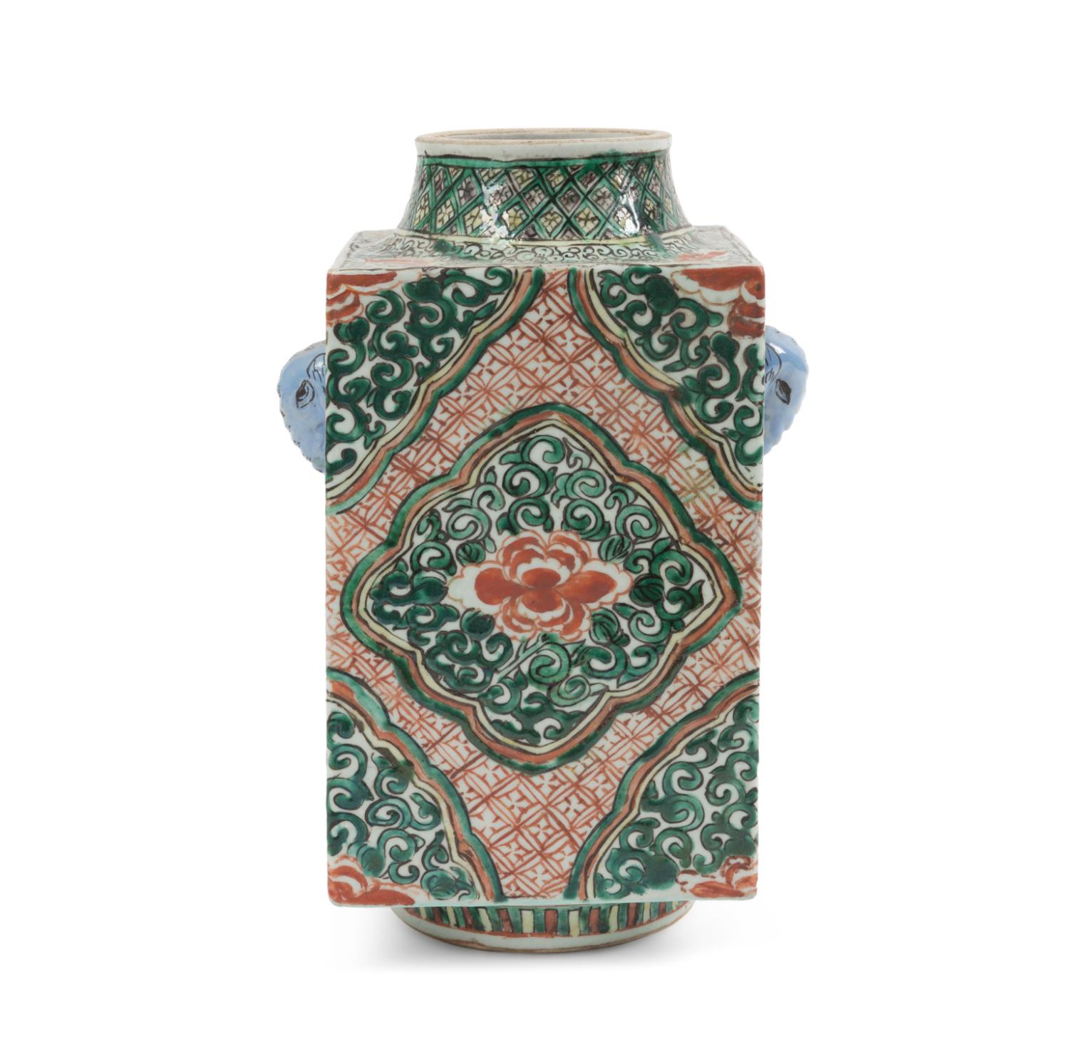 CHINESE FAMILLE VERTE CONG VASE