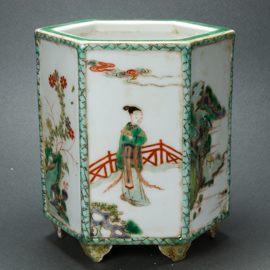 CHINESE FAMILLE VERTE HEXAGONAL