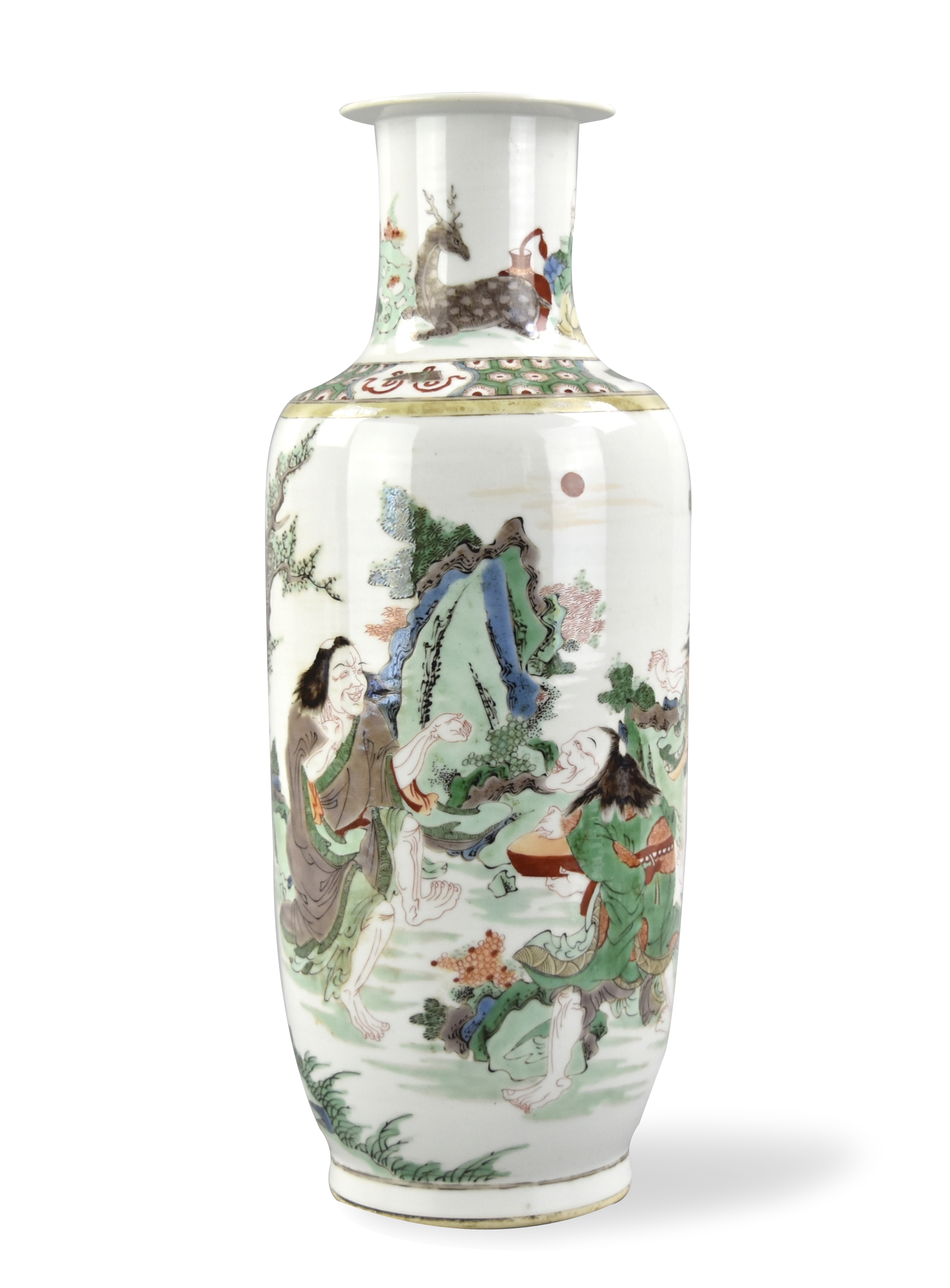 CHINESE FAMILLE VERTE VASE W/