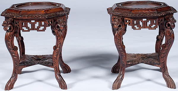 Chinese Fern Stands in Rosewood