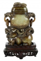 CHINESE FIGURAL STONE CENSERwi