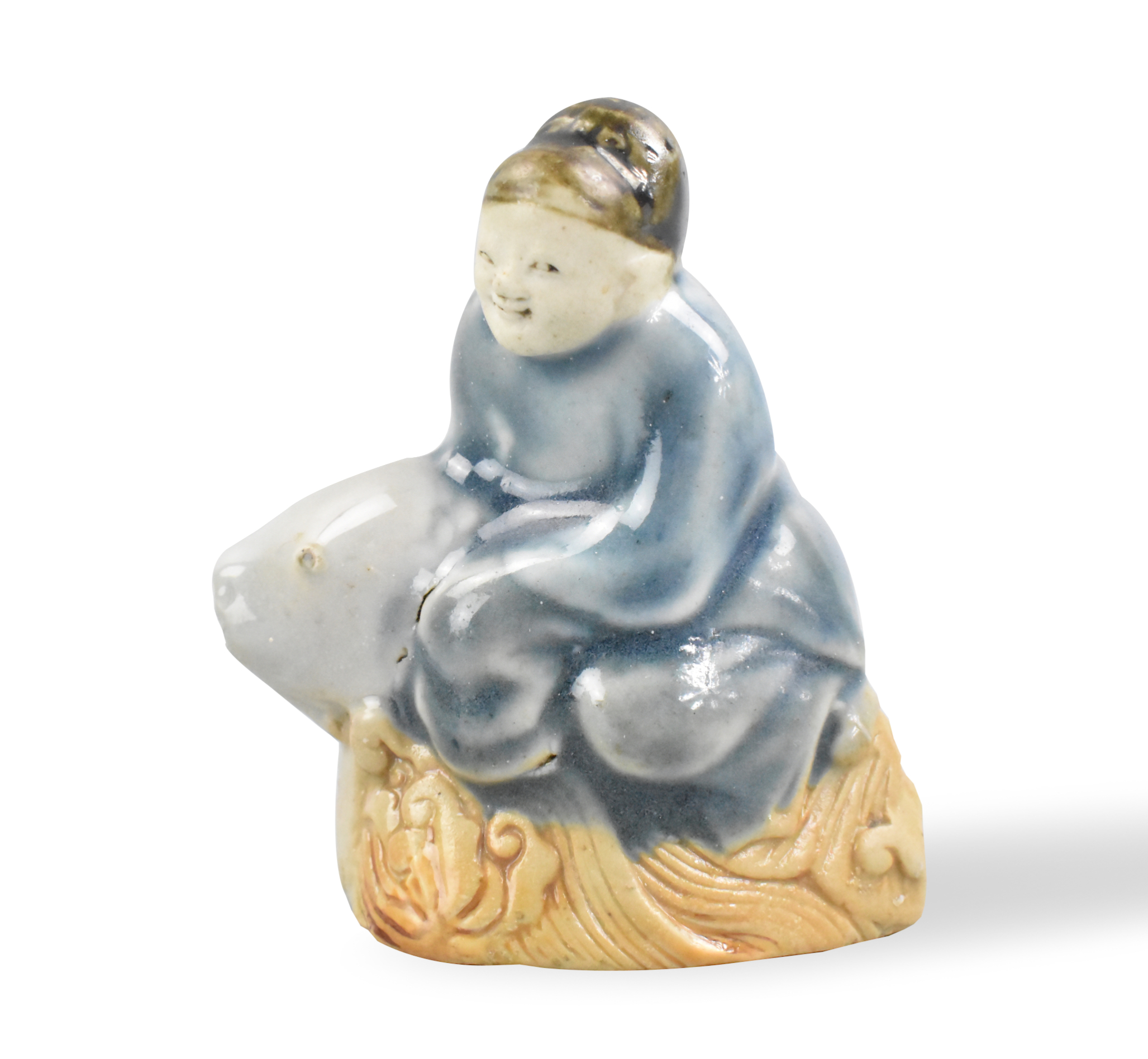 CHINESE FIGURE ON CARP WATER