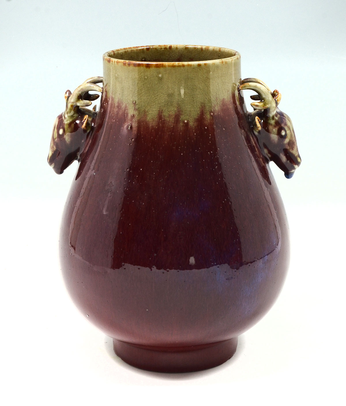 CHINESE FLAMBE DEER HEAD HANDLED