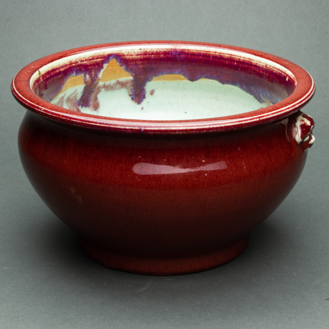 CHINESE FLAMBE GLAZED CENSER, WIDTH