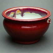 CHINESE FLAMBE GLAZED CENSER,