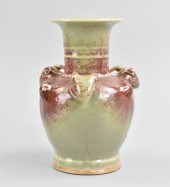 CHINESE FLAMBE GLAZED DEER VAS