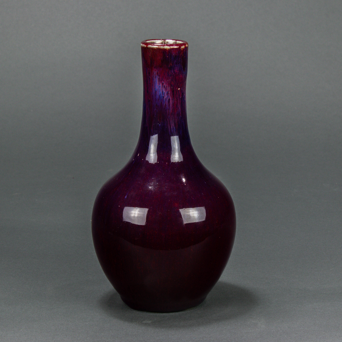 CHINESE FLAMBE GLAZED GLOBULAR VASE