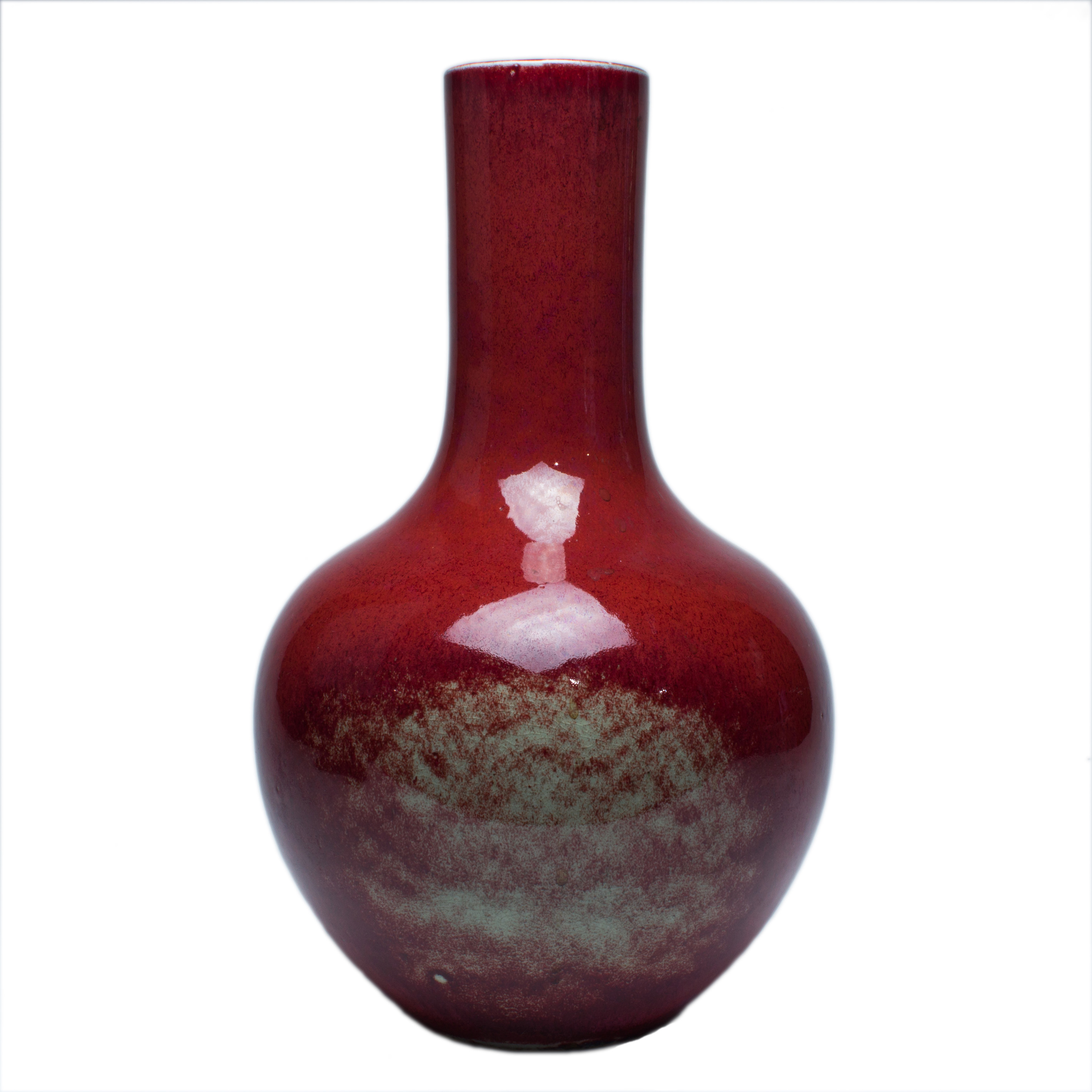 CHINESE FLAMBE GLAZED GLOBULAR VASE