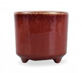 CHINESE FLAMBE GLAZED TRIPOD C