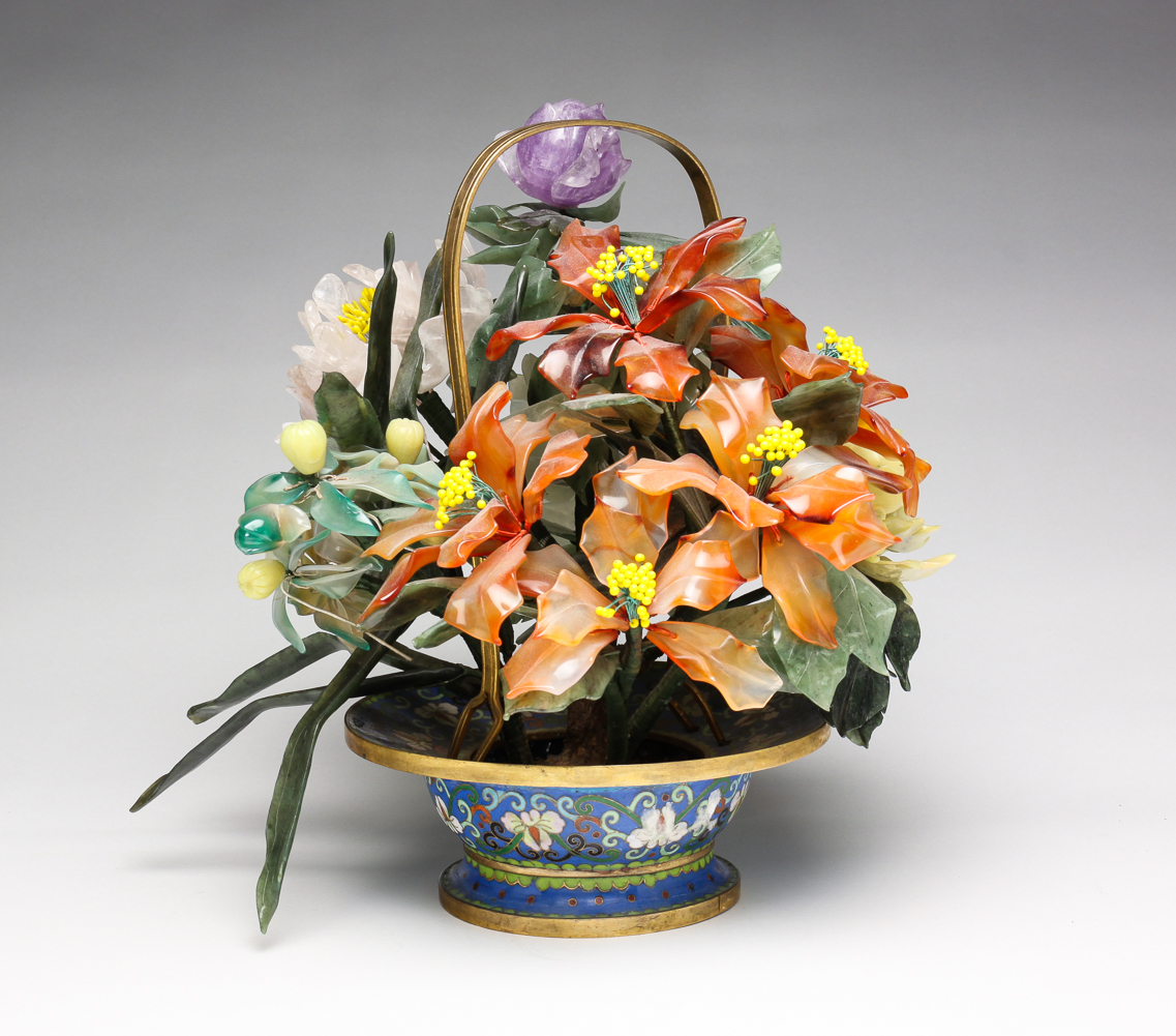 CHINESE FLORAL GARNITURE. Late 20th