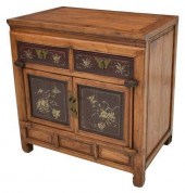 CHINESE FLORAL PAINTED ELMWOOD